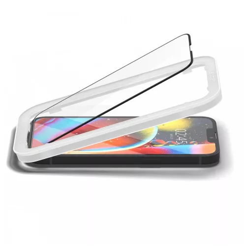 Edzett üveg kijelzővédő SPIGEN ALM GLASS FC 2-PACK iPhone 13 / 13 Pro / 14 / 16e/17e készülékhez fekete