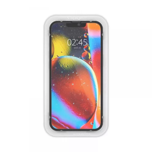 Edzett üveg kijelzővédő SPIGEN ALM GLASS FC 2-PACK iPhone 13 / 13 Pro / 14 / 16e/17e készülékhez fekete