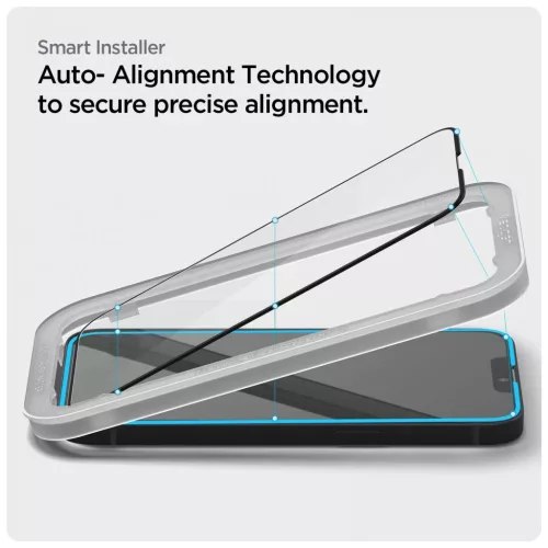 Edzett üveg kijelzővédő SPIGEN ALM GLASS FC 2-PACK iPhone 13 / 13 Pro / 14 / 16e/17e készülékhez fekete