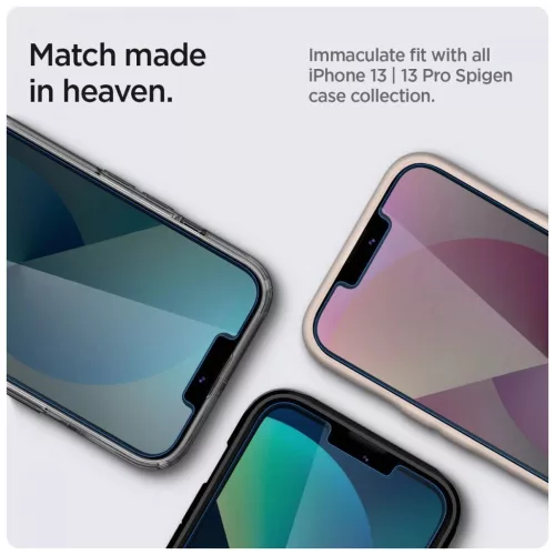 SPIGEN GLAS.TR "EZ FIT" 2-PACK iPhone 13 / 13 Pro / 14 / 16E készülékhez temperált üveg kijelzővédő PRIVACY