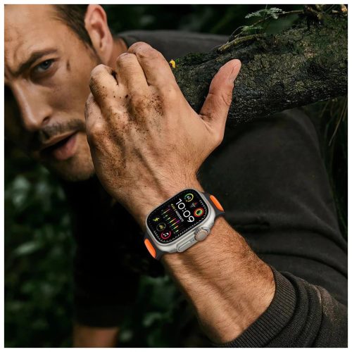 TECH-PROTECT ICONBAND LINE Apple Watch 8/9/10/11/SE/Ultra készülékhez tok (44/45/46/49 MM) fekete/zöld