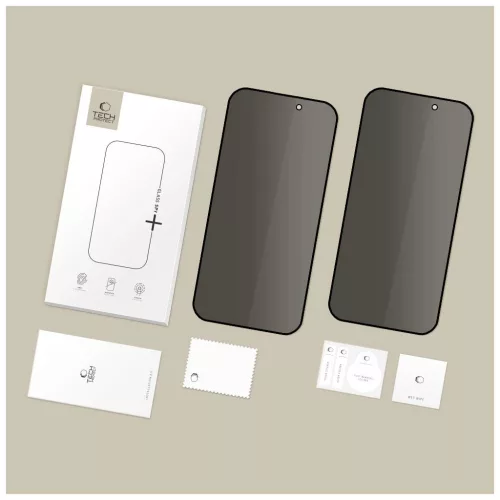 Tech-Protect Glass SPY+ Privacy kijelzővédő, 2-darabos csomag, iPhone 16 Pro Max / 17 Pro Max készülékhez
