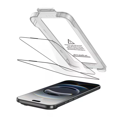 Edzett üveg Tech-Protect Quick Set+ 2-PACK iPhone Air készülékhez fekete