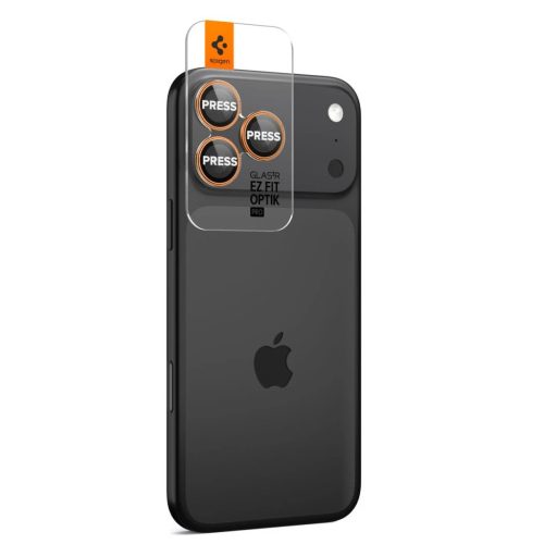 SPIGEN Optik Pro Glas.Tr "EZ FIT" Kameravédő 2 db iPhone 14 Pro/Max, iPhone 15 Pro/Max, iPhone 16 Pro/Max, iPhone 17 Pro/Max készülékhez narancssárga