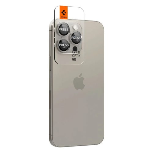 Kameravédő SPIGEN OPTIK PRO GLAS.TR „EZ FIT” Kameravédő 2-PACK iPhone 14 Pro / Max / 15 Pro / Max / 16 Pro / Max / 17 Pro / Max készülékhez természetes titán