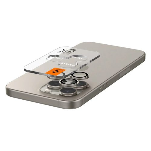 Kameravédő SPIGEN OPTIK PRO GLAS.TR „EZ FIT” Kameravédő 2-PACK iPhone 14 Pro / Max / 15 Pro / Max / 16 Pro / Max / 17 Pro / Max készülékhez természetes titán
