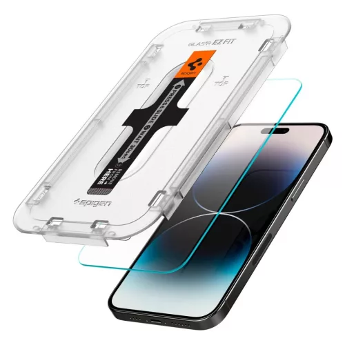 SPIGEN GLAS.TR EZ FIT 2-PACK iPhone 14 Pro Max készülékhez temperált üveg kijelzővédő átlátszó