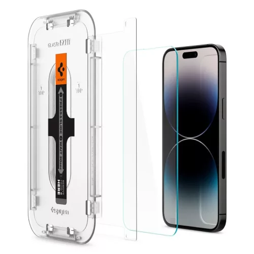 SPIGEN GLAS.TR EZ FIT 2-PACK iPhone 14 Pro Max készülékhez temperált üveg kijelzővédő átlátszó