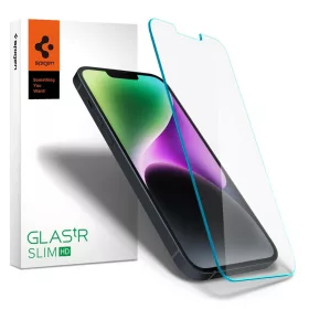   Hőkezelt üveg Spigen Glas.TR Slim kijelzővédő iPhone 13 / 13 Pro / 14 / 16e/17e készülékhez, átlátszó
