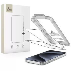   Edzett üvegfólia Tech-Protect Quick Set+ 2-PACK iPhone 15 Pro készülékhez fekete