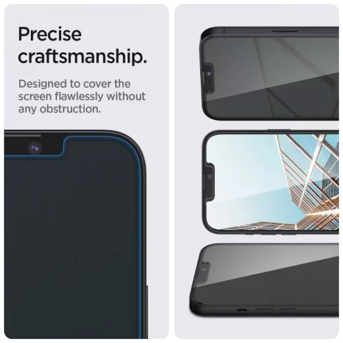 Edzett üveg kijelzővédő Spigen Glas.TR Slim iPhone 13 / 13 Pro / 14 / 16e/17e készülékhez Privacy
