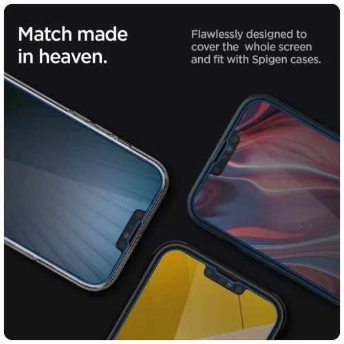 Edzett üveg kijelzővédő Spigen Glas.TR Slim iPhone 13 / 13 Pro / 14 / 16e/17e készülékhez Privacy