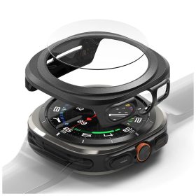   RINGKE SLIM & TEMPERED GLASS üvegfólia SAMSUNG GALAXY WATCH ULTRA 2024 / 2025 (47 MM) készülékhez titán fekete