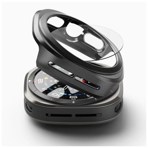 RINGKE SLIM & TEMPERED GLASS üvegfólia SAMSUNG GALAXY WATCH ULTRA 2024 / 2025 (47 MM) készülékhez titán fekete