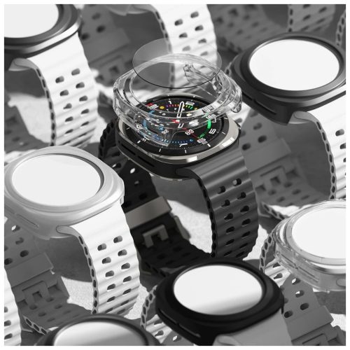 RINGKE SLIM & TEMPERED GLASS üvegfólia SAMSUNG GALAXY WATCH ULTRA 2024 / 2025 (47 MM) készülékhez titán fekete