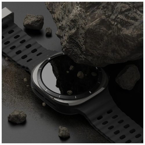 RINGKE SLIM & TEMPERED GLASS üvegfólia SAMSUNG GALAXY WATCH ULTRA 2024 / 2025 (47 MM) készülékhez titán fekete