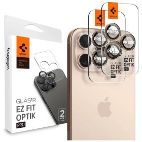   SPIGEN Optik Pro Glas.tr „EZ Fit” kameravédő 2-pack iPhone 16 Pro / Max / 17 Pro / Max készülékhez sivatagi titán