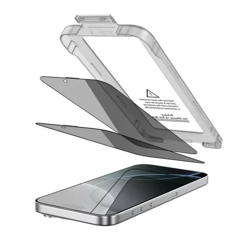 Privacy üveg kijelzővédő Tech-Protect Quick Set Spy+ 2-PACK iPhone 16 Pro Max készülékhez PRIVACY