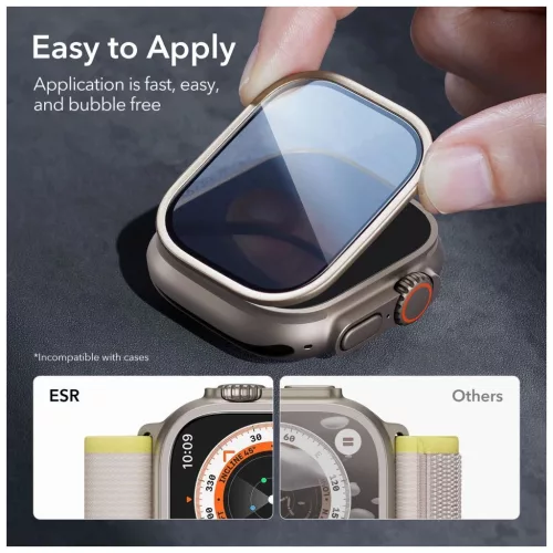 ESR ARMORITE edzett üveg 2-darabos Apple Watch Ultra 1/2/3 (49 mm) készülékhez titán