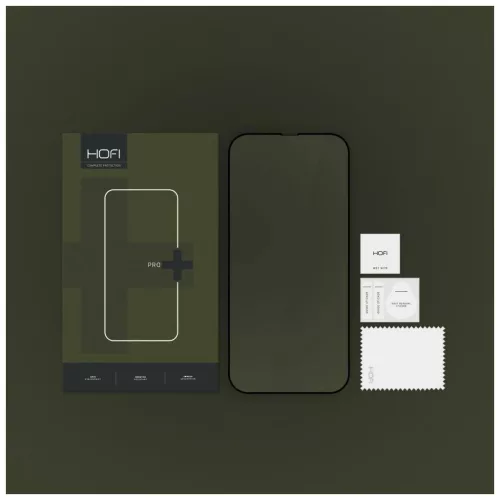Edzett üveg kijelzővédő HOFI GLASS PRO+ iPhone 13 / 13 PRO / 14 / 16e/17e készülékhez fekete