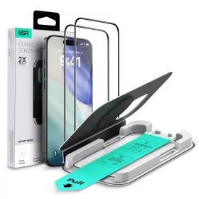   ESR Ultràfit edzett üveg kijelzővédő 2 db iPhone 16 Pro / 17 készülékhez fekete