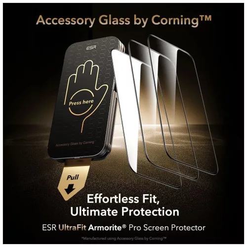 Temperált üveg ESR Ultrafit Armorite Pro – iPhone 16 Pro / 17 készülékhez, fekete