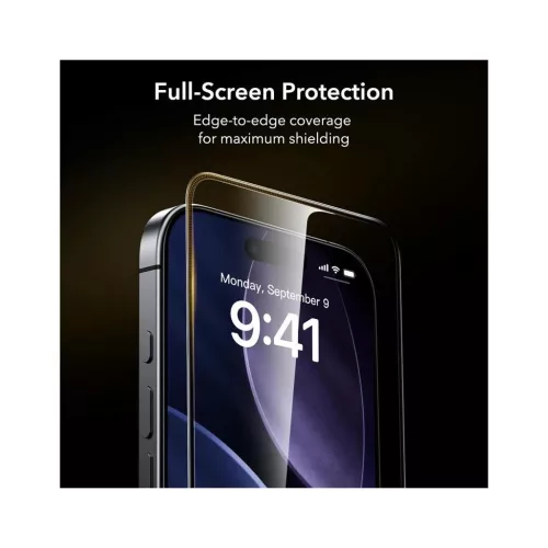 Temperált üveg ESR Ultrafit Armorite Pro – iPhone 16 Pro / 17 készülékhez, fekete
