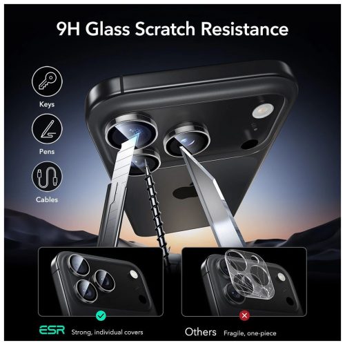 ESR ARMORITE kameravédő iPhone 14 Pro / Max, iPhone 15 Pro / Max, iPhone 16 Pro / Max, iPhone 17 Pro / Max készülékhez, átlátszó