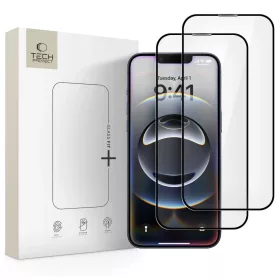   TECH-PROTECT Glass Fit+ üveg kijelzővédő 2-darab iPhone 13 / 13 Pro / 14 / 16e/17e készülékhez fekete