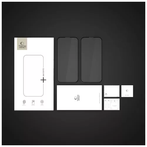 TECH-PROTECT Glass Fit+ üveg kijelzővédő 2-darab iPhone 13 / 13 Pro / 14 / 16e/17e készülékhez fekete