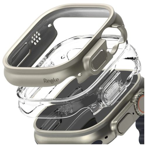 RINGKE SLIM 2-PACK tok APPLE WATCH ULTRA 1 / 2 / 3 (49 MM) készülékhez - átlátszó & titán szürke