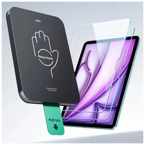 ESR ULTRAFIT edzett üveg kijelzővédő 2-PACK iPad Air 13” 1/2 (2024-2025) készülékhez átlátszó