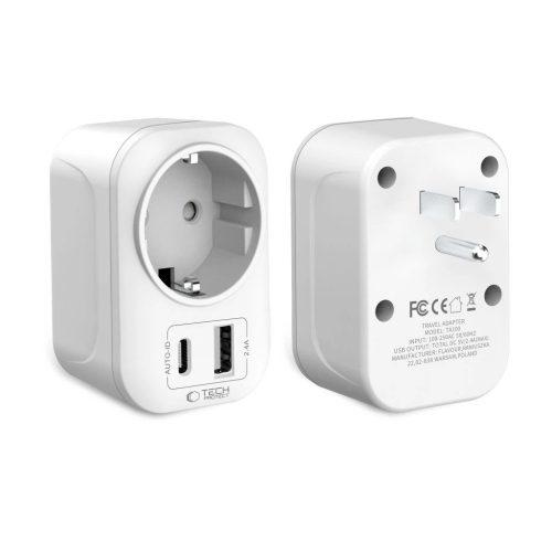 TECH-PROTECT TA100 utazási adapter US TO EU fehér