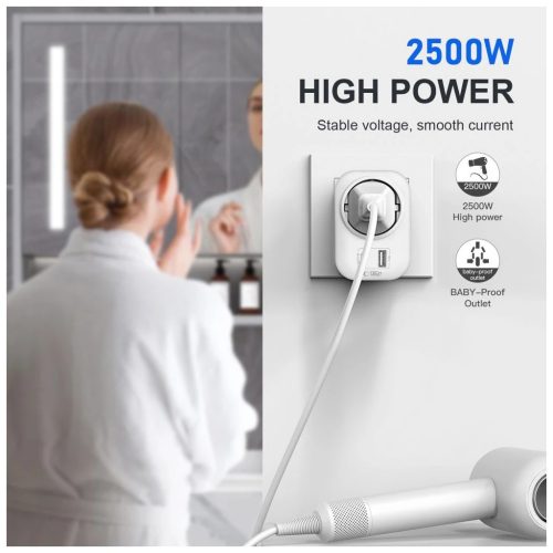 TECH-PROTECT TA100 utazási adapter US TO EU fehér