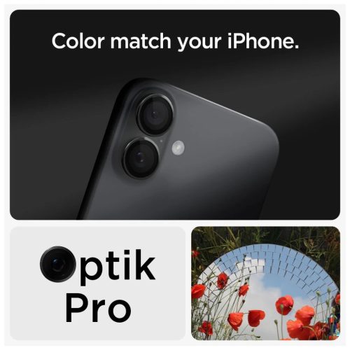 SPIGEN OPTIK PRO GLAS.TR EZ FIT kameravédő 2 db iPhone 16/16 Plus/17 készülékhez fekete