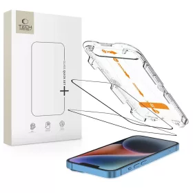   Temperált üveg kijelzővédő TECH-PROTECT Quick Set+ 2-PACK iPhone 13 / 13 PRO / 14 / 16e/17e készülékhez fekete