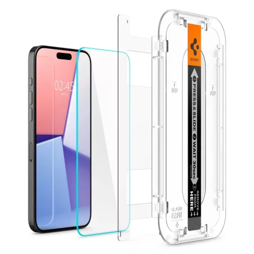 SPIGEN GLAS.TR "EZ FIT" 2-PACK iPhone 15 Pro készülékhez megerősített üveg kijelzővédő – átlátszó