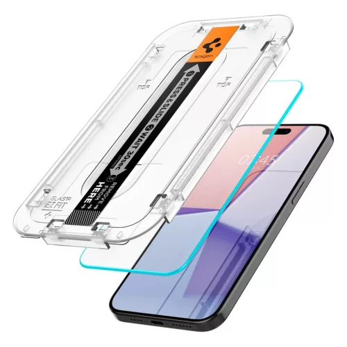 SPIGEN GLAS.TR "EZ FIT" 2-PACK iPhone 15 Pro készülékhez megerősített üveg kijelzővédő – átlátszó