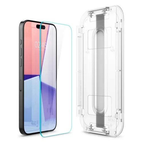 SPIGEN GLAS.TR "EZ FIT" 2-PACK iPhone 15 Pro készülékhez megerősített üveg kijelzővédő – átlátszó