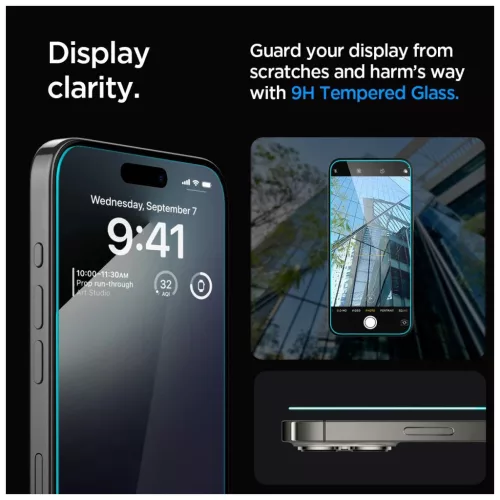 SPIGEN GLAS.TR "EZ FIT" 2-PACK iPhone 15 Pro készülékhez megerősített üveg kijelzővédő – átlátszó