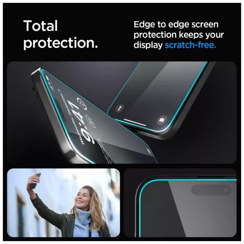 SPIGEN GLAS.TR "EZ FIT" 2-PACK iPhone 15 Pro készülékhez megerősített üveg kijelzővédő – átlátszó