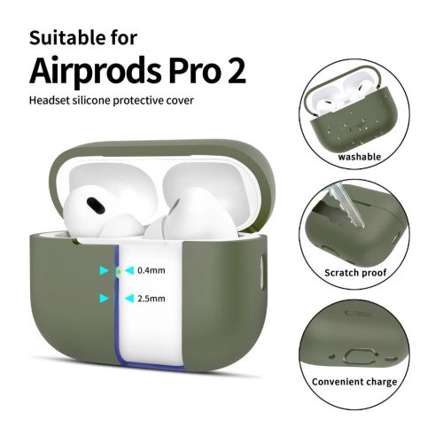 TECH-PROTECT szilikon tok Apple AirPods Pro 1/2 készülékhez olív zöld