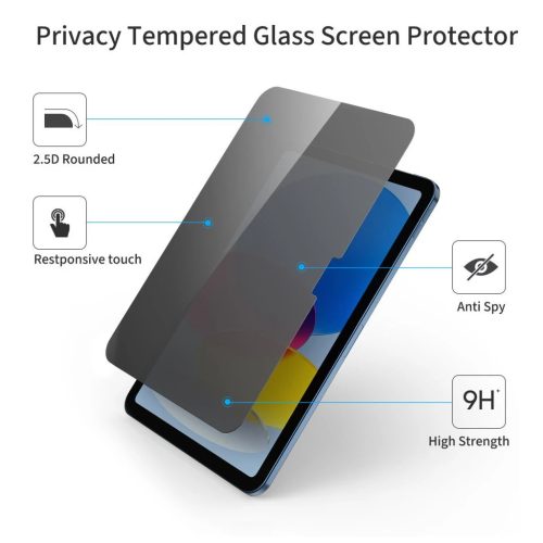 TECH-PROTECT GLASS SPY+ Privacy üveg kijelzővédő, iPad 10.9” 10/2022 és iPad 11” 11/2025 készülékhez