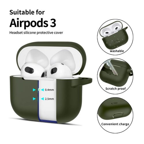 TECH-PROTECT szilikon kampó Apple Airpods 3 készülékhez olívzöld