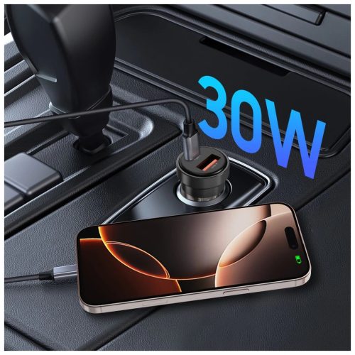 TECH-PROTECT CC03 2-PORT autós töltő PD 30W / QC3.0 fekete