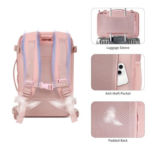 TECH-PROTECT DEFENDER S50 Ryanair & Wizzair Travel Laptop Cabin Hátizsák 20L 40x20x25 poros rózsaszín