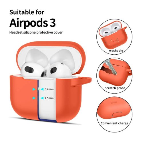 TECH-PROTECT szilikon kampó – APPLE AIRPODS 3 készülékhez neon narancs