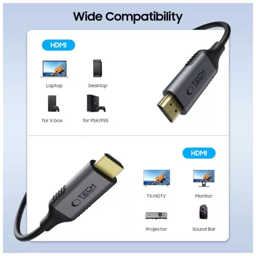 TECH-PROTECT ULTRABOOST kábel HDMI TO HDMI 2.1 4K 120HZ / 8K 60HZ 200CM fekete