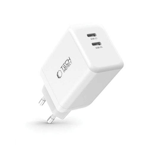 TECH-PROTECT NC45W-GAN 2-portos hálózati töltő PD 45W fehér