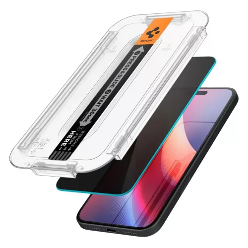 SPIGEN GLAS.TR "EZ FIT" 2-PACK edzett üveg kijelzővédő iPhone 15/16 Privacy készülékhez